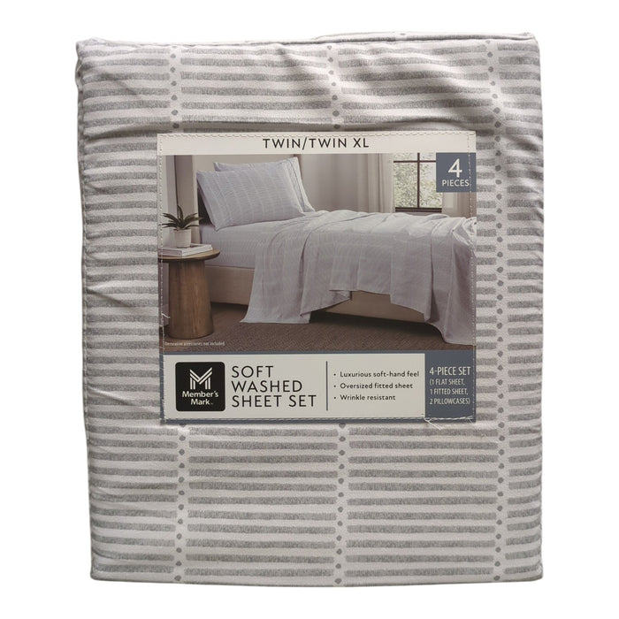Member's Mark Luxuriously Soft Washed Shrink-Resistant Sheet Set, Twin/Twin XL