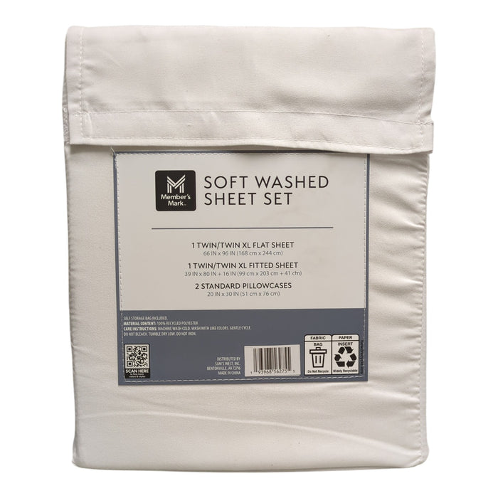 Member's Mark Luxuriously Soft Washed Shrink-Resistant Sheet Set, Twin/Twin XL