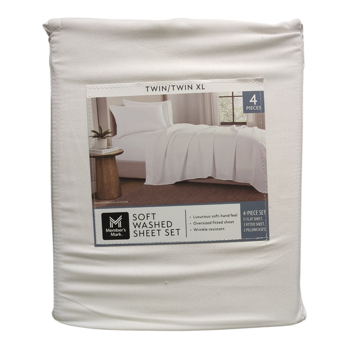 Member's Mark Luxuriously Soft Washed Shrink-Resistant Sheet Set, Twin/Twin XL