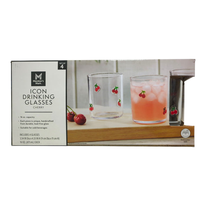 Member's Mark Handcrafted Summer Inspired Icon Drinking Glasses, 4-Pack