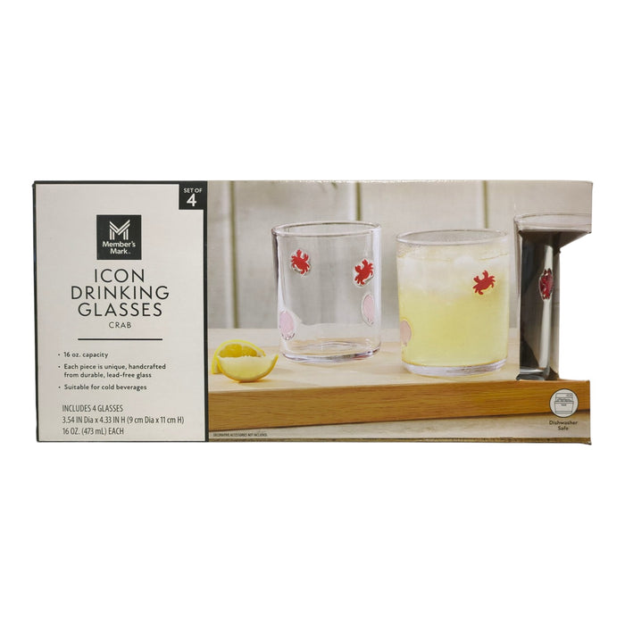 Member's Mark Handcrafted Summer Inspired Icon Drinking Glasses, 4-Pack