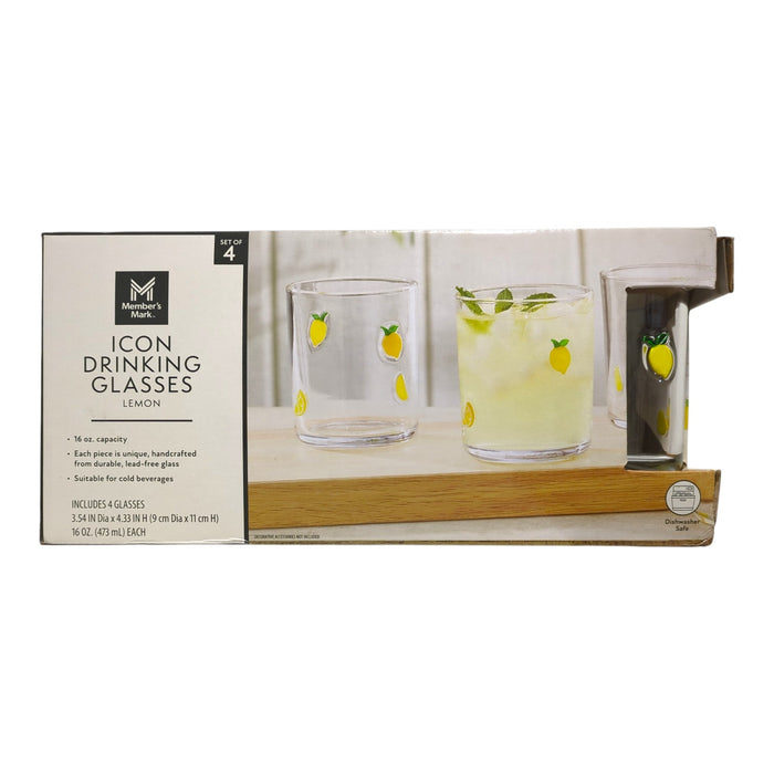 Member's Mark Handcrafted Summer Inspired Icon Drinking Glasses, 4-Pack