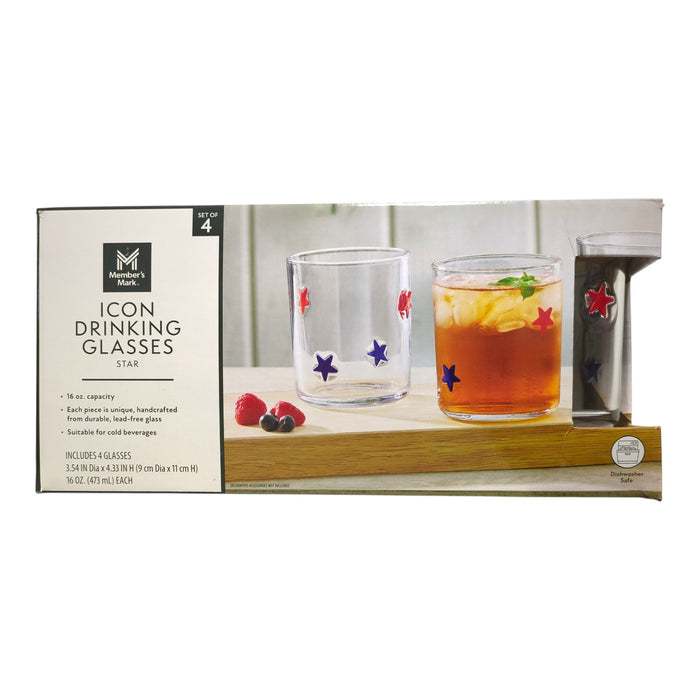 Member's Mark Handcrafted Summer Inspired Icon Drinking Glasses, 4-Pack