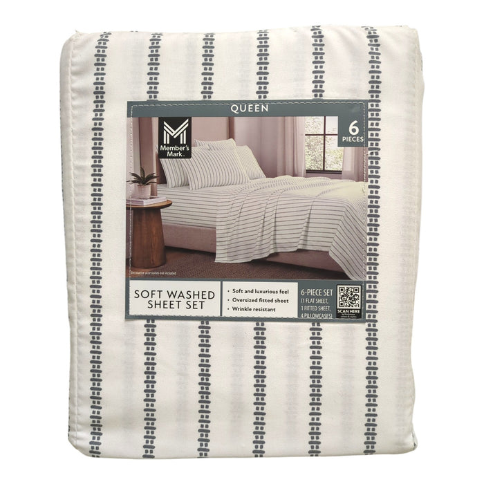 Member's Mark Luxuriously Soft Washed Microfiber Sheet Set, 6pc, Queen