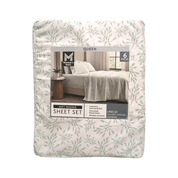 Member's Mark Luxuriously Soft Washed Microfiber Sheet Set, 6pc, Queen