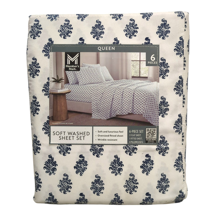 Member's Mark Luxuriously Soft Washed Microfiber Sheet Set, 6pc, Queen