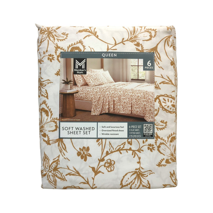 Member's Mark Luxuriously Soft Washed Microfiber Sheet Set, 6pc, Queen