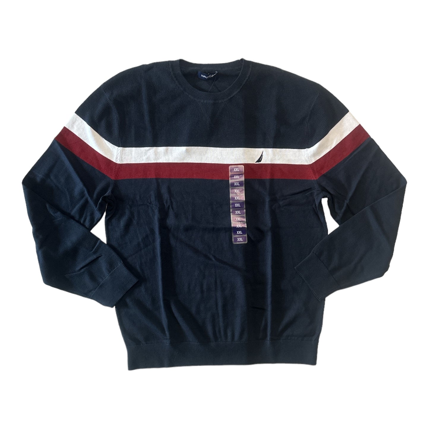 Nautica Men's Lightweight Soft & Comfortable Crewneck Knit Striped Sweater