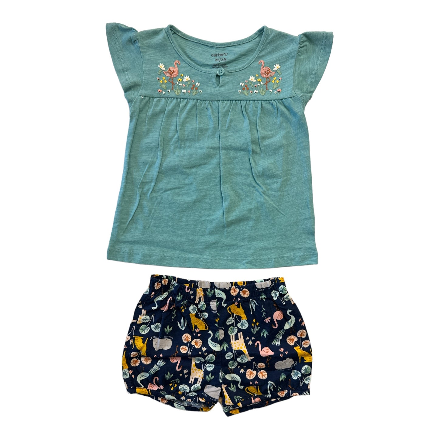 Carter's Baby & Toddler Girl's 2 Piece Ruffle Short Sleeve Top & Short Playwear Set