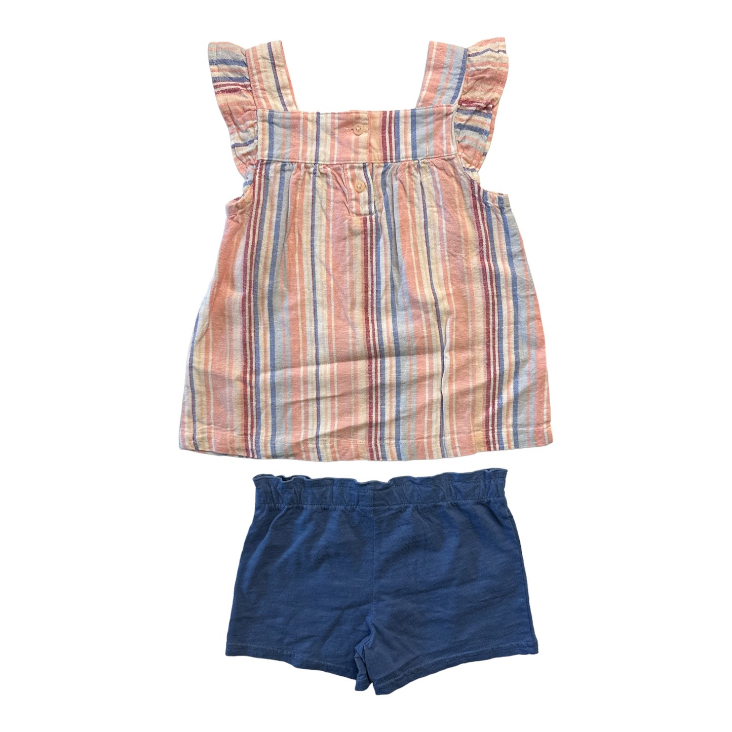 Carter's Baby & Toddler Girl's 2 Piece Linen Ruffle Sleeveless Top & Cotton Shorts Set