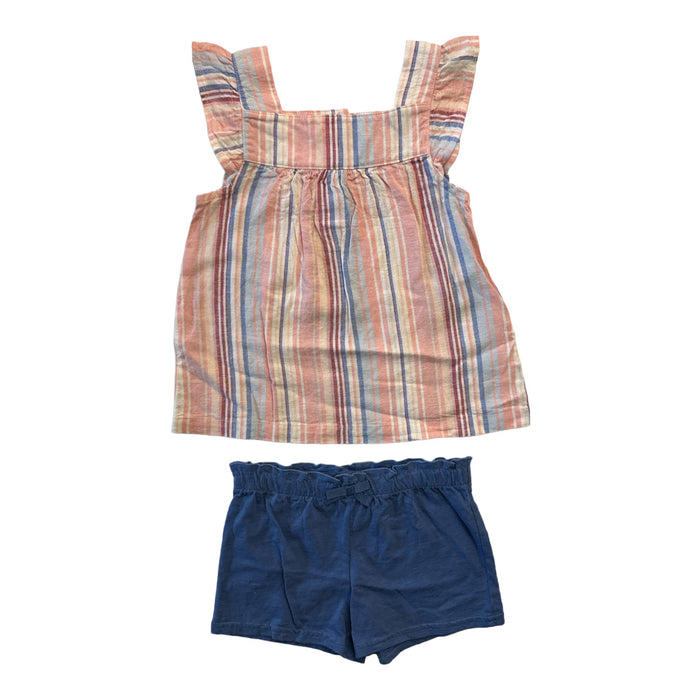 Carter's Baby & Toddler Girl's 2 Piece Linen Ruffle Sleeveless Top & Cotton Shorts Set