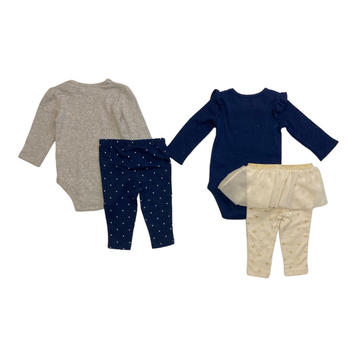 Carter's 4 Piece Toddler Cotton Bodysuit Pant Set Navy Tutu