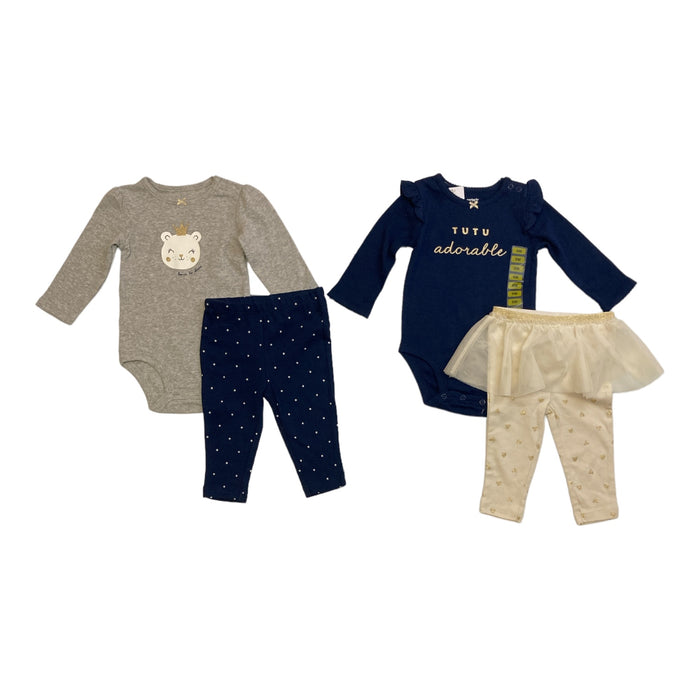 Carter's 4 Piece Toddler Cotton Bodysuit Pant Set Navy Tutu