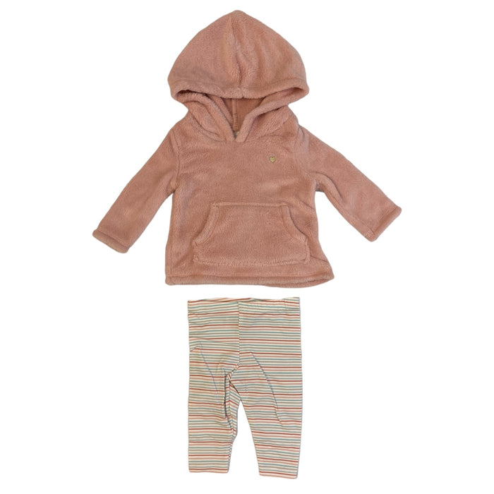 Carter's Girls 2 Piece Fleece Hoodie & Striped Legging Set