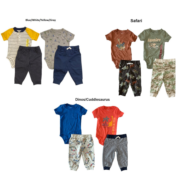 Carter's Boy's 4 Piece Cotton Print Bodysuit Pant Set