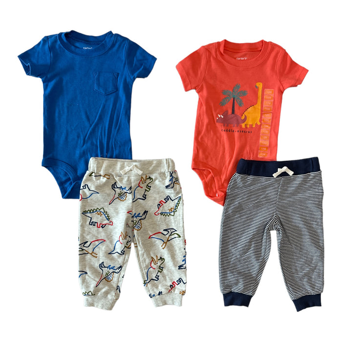 Carter's Boy's 4 Piece Cotton Print Bodysuit Pant Set