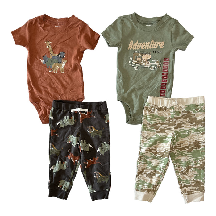 Carter's Boy's 4 Piece Cotton Print Bodysuit Pant Set