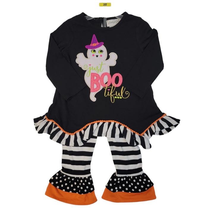 Emily Rose Girls' Halloween Pumpkin Boo Fall L/S Shirt & Leggings, 2 Pc Set