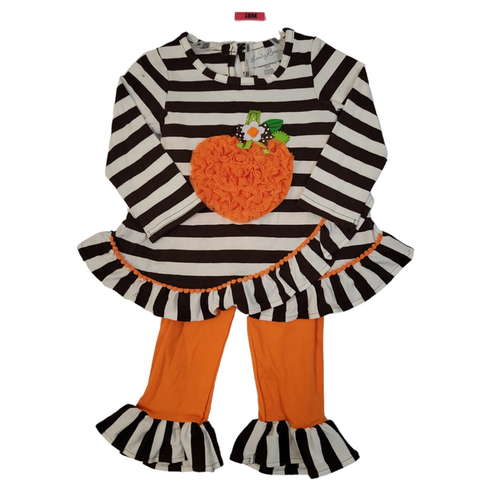 Emily Rose Girls' Halloween Pumpkin Boo Fall L/S Shirt & Leggings, 2 Pc Set