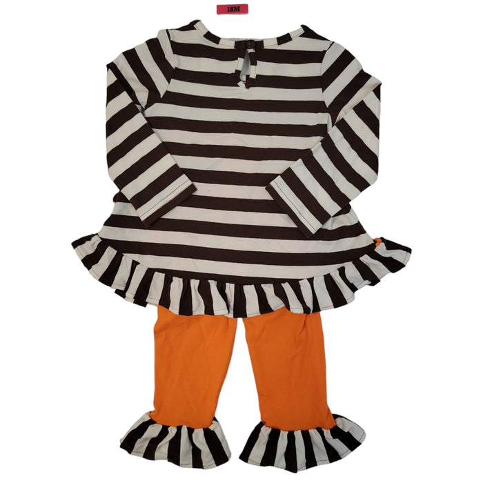 Emily Rose Girls' Halloween Pumpkin Boo Fall L/S Shirt & Leggings, 2 Pc Set