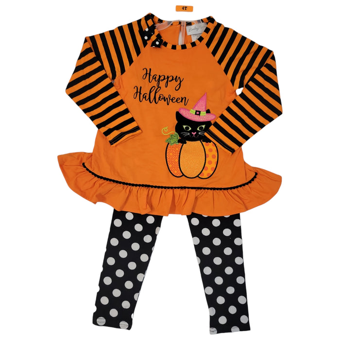 Emily Rose Girls' Halloween Pumpkin Boo Fall L/S Shirt & Leggings, 2 Pc Set