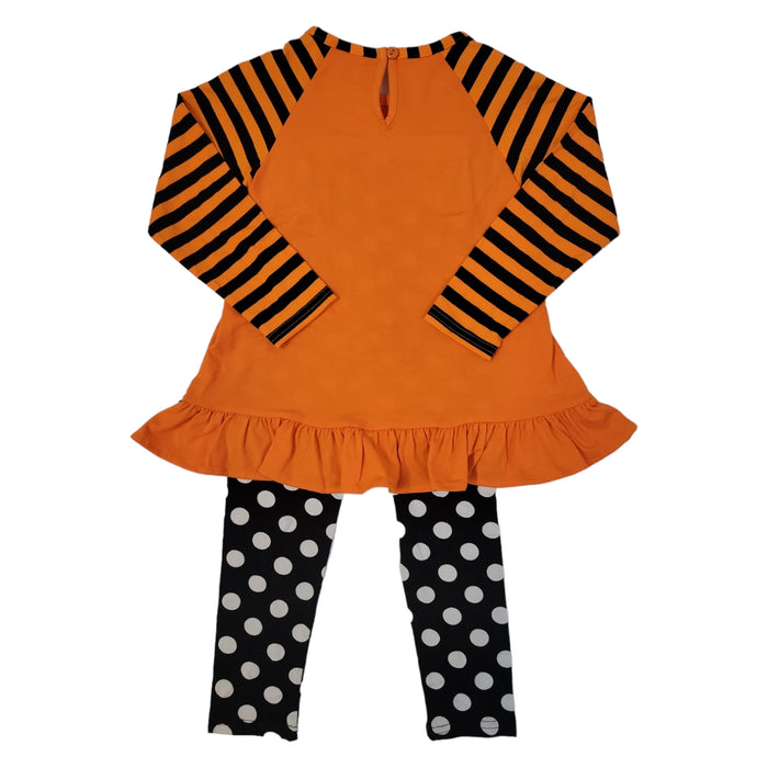 Emily Rose Girls' Halloween Pumpkin Boo Fall L/S Shirt & Leggings, 2 Pc Set