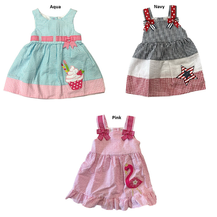 Counting Daisies Girl's All Occasion Seersucker Knee-Length Dress