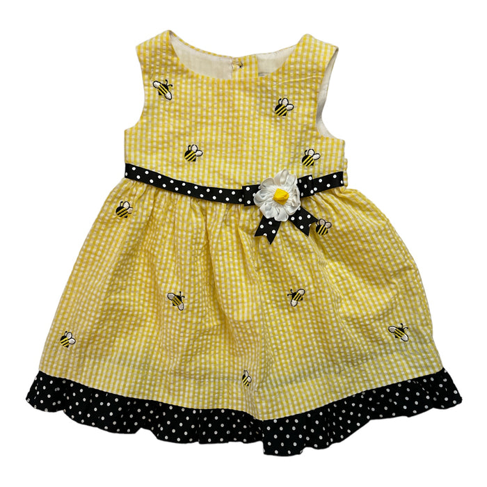 Counting Daisies Girl's Seersucker Tie Back Yellow Bumblebee Dress