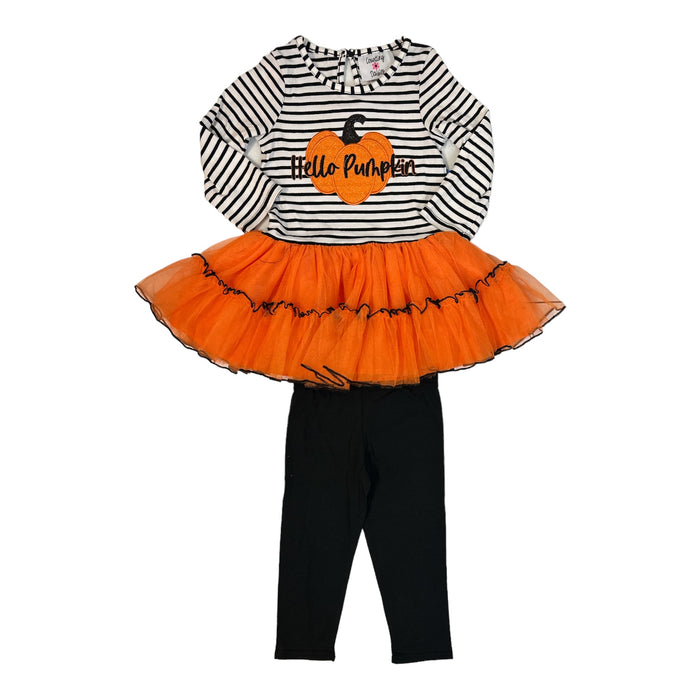 Counting Daisies Girl's Hello Pumpkin 2-Piece Tunic Tutu & Legging Set