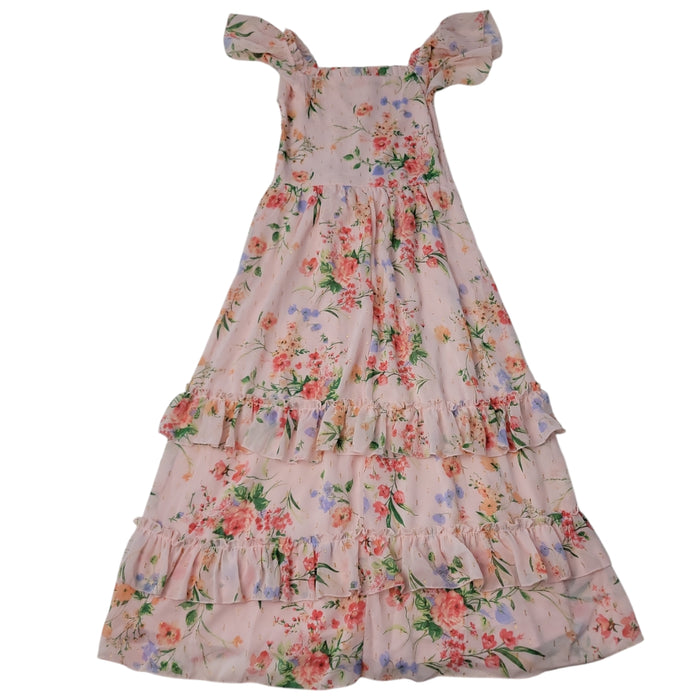 Rare Editions Girls Ruffle Hem Tiered Skirt Chiffon Maxi Dress