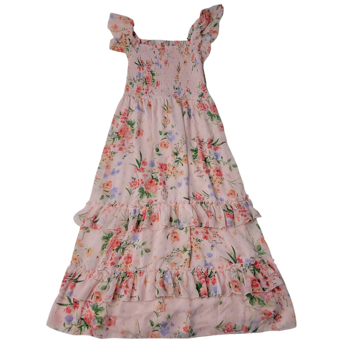 Rare Editions Girls Ruffle Hem Tiered Skirt Chiffon Maxi Dress