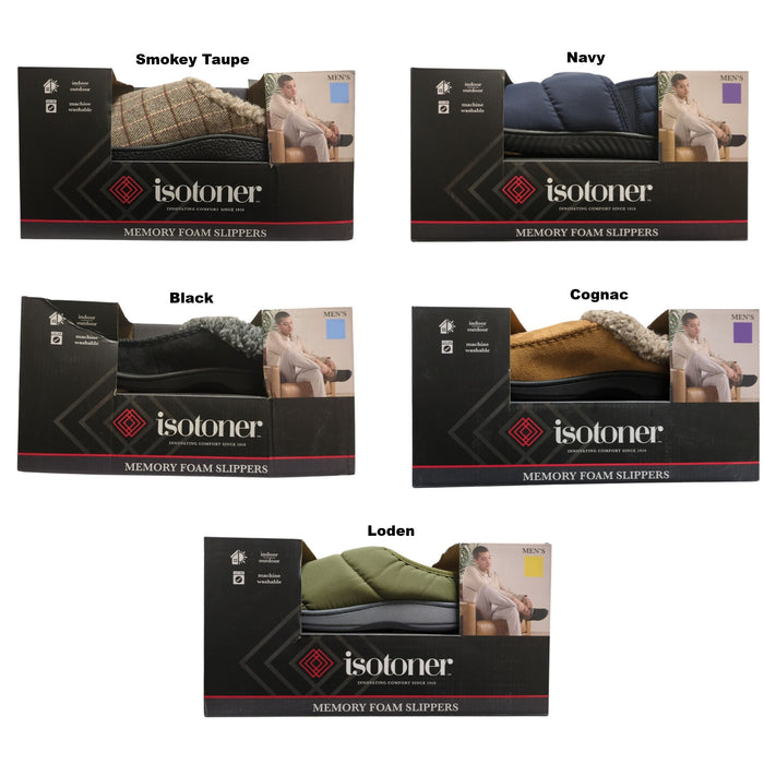 Isotoner Men's Classic Comfort Indoor/Outdoor Hoodback Slippers