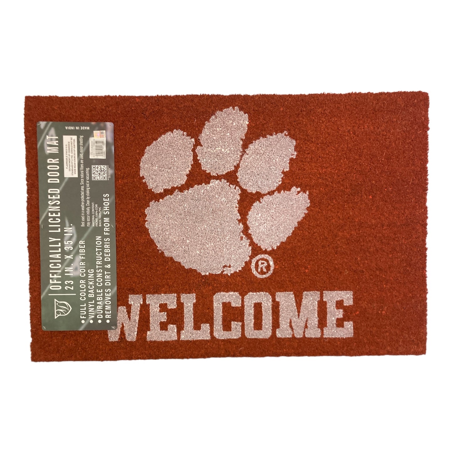 Officially Licensed NCAA Coir Fiber Welcome Door Mat, Clemson Tigers 23"x35"