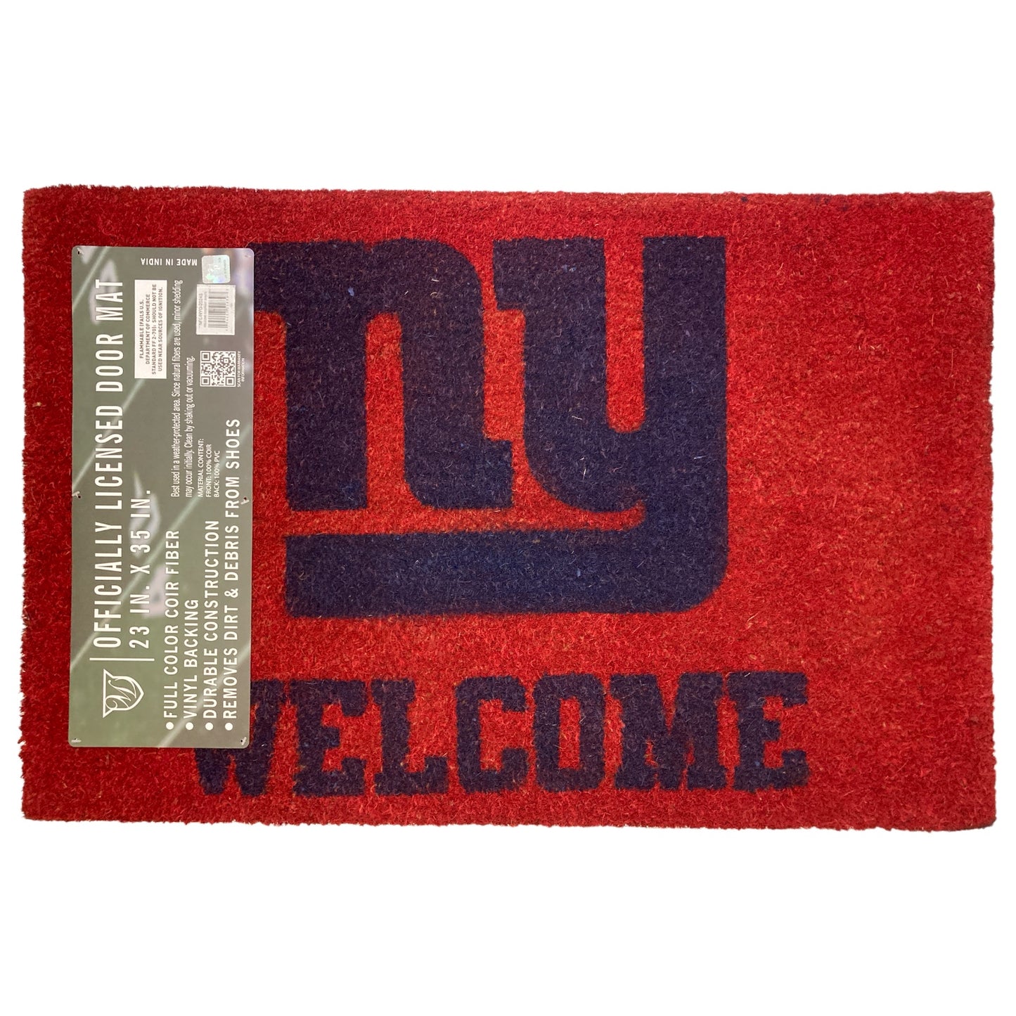 Officially Licensed NFL Coir Fiber Welcome Door Mat, New York Giants 23"x35"