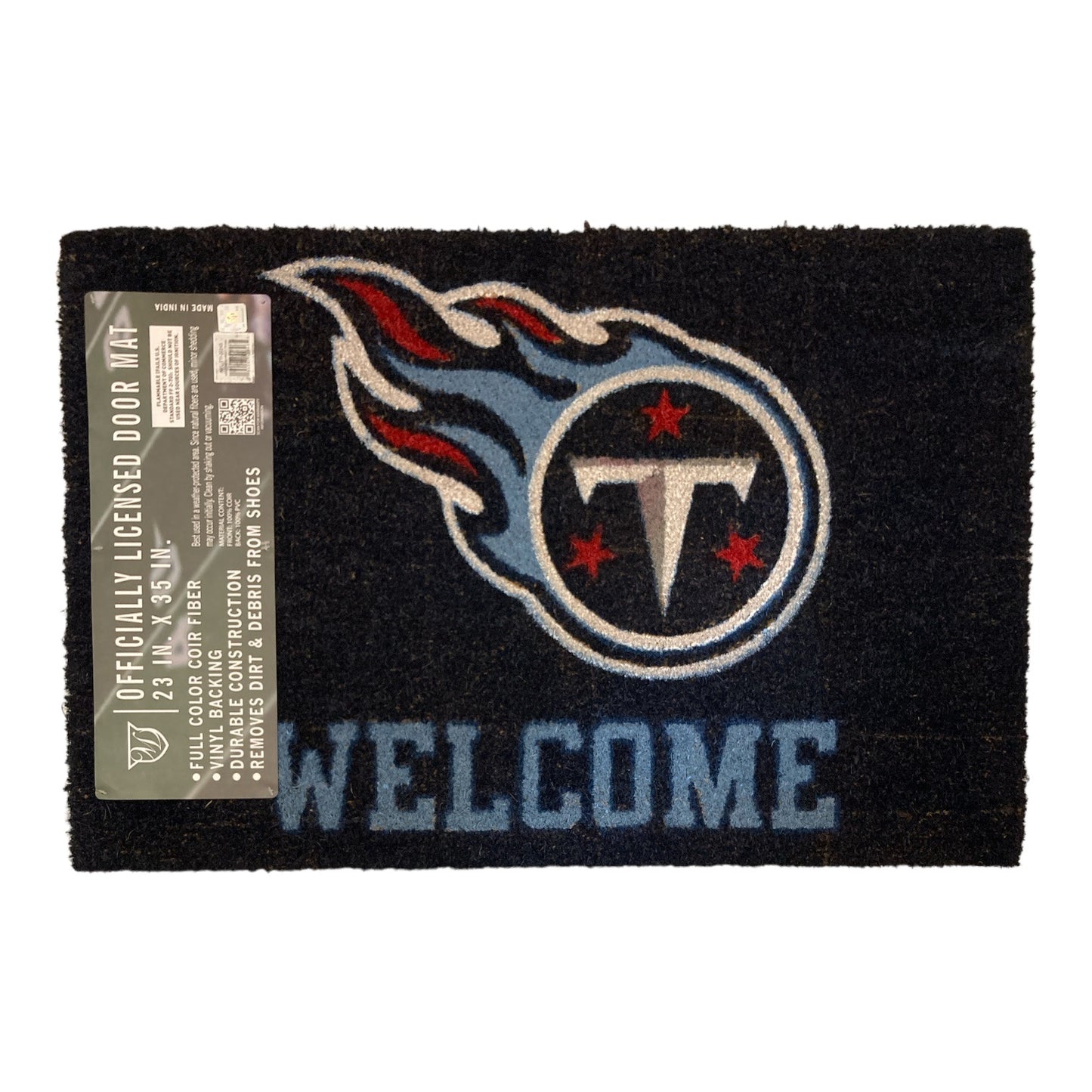 Officially Licensed NFL Coir Fiber Welcome Door Mat, Tennessee Titans 23"x35"