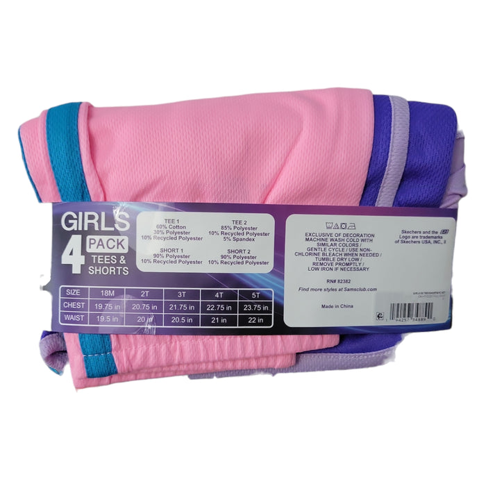 Skecher's Girl's 4-Pack Cotton Tees & Active Shorts Playwear Set