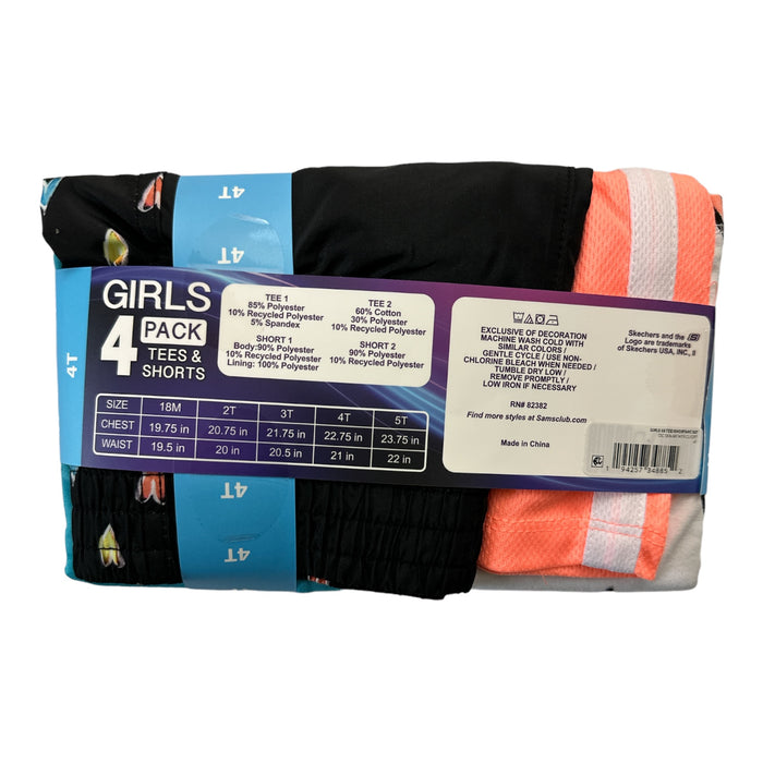 Skecher's Girl's 4-Pack Cotton Tees & Active Shorts Playwear Set