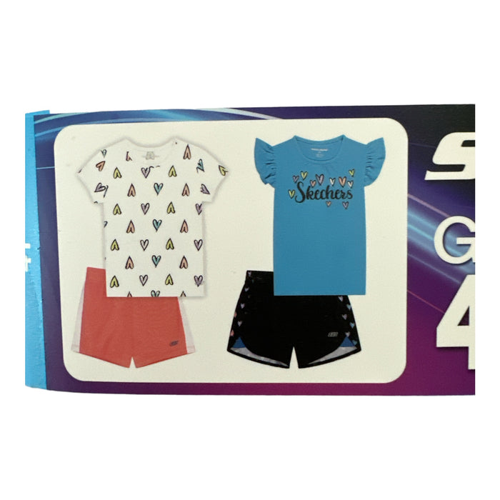 Skecher's Girl's 4-Pack Cotton Tees & Active Shorts Playwear Set