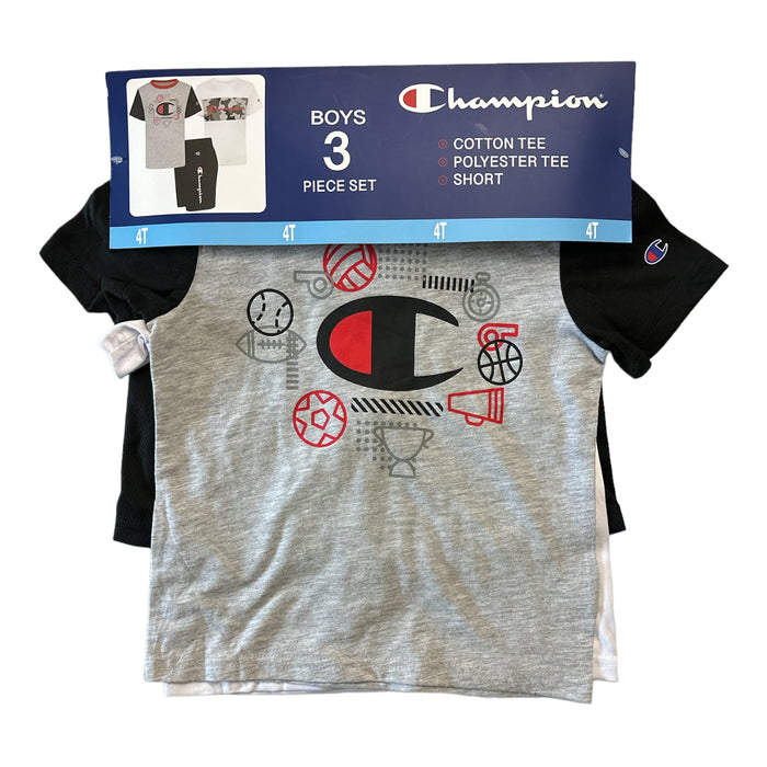 Champion Boy's 3-Piece Short Sleeve Tees & Active Short Set