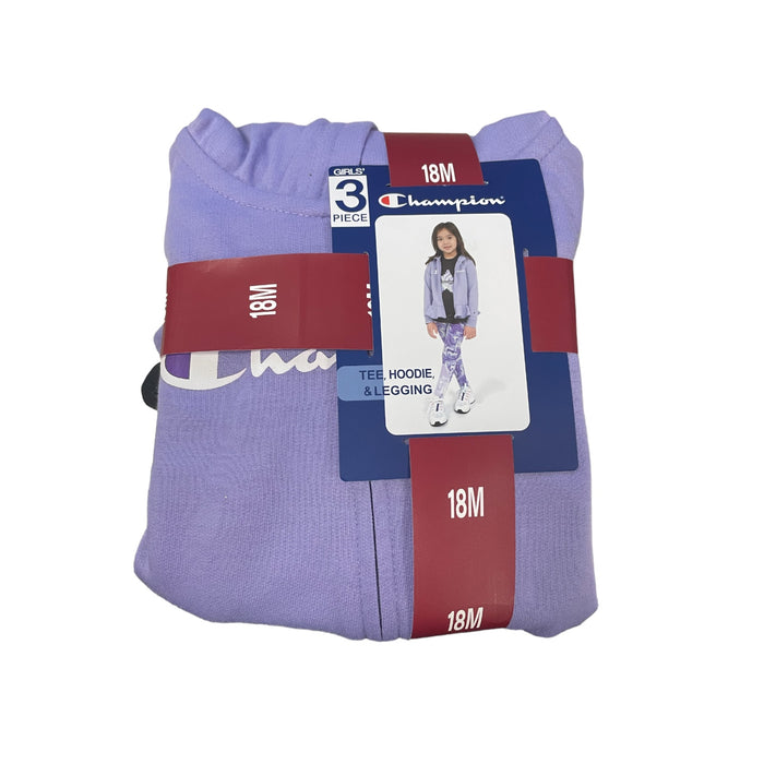 Champion Girl's Heavyweight 3 Piece Tee, Hoodie & Legging Set