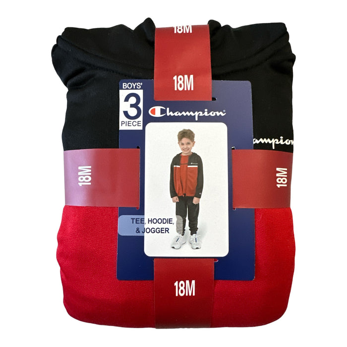 Champion Boy's Toddler 3-Piece Active Hoodie, Jogger & T-Shirt Set