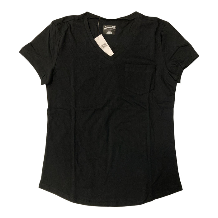 Seven7 Women's Cotton V-Neck Pocket Short Sleeve T-Shirt