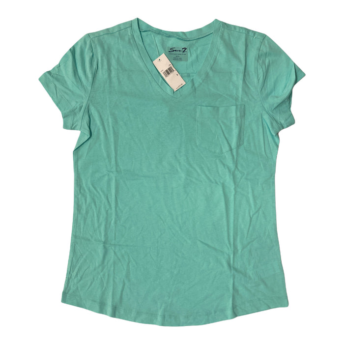 Seven7 Women's Cotton V-Neck Pocket Short Sleeve T-Shirt