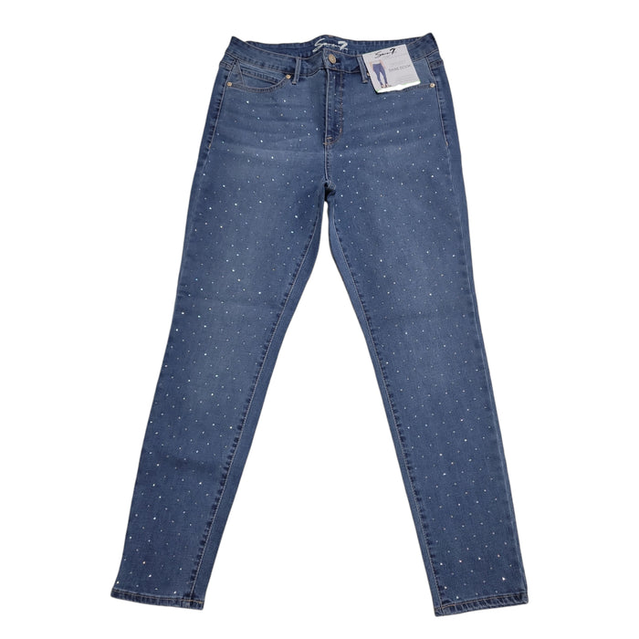Seven7 Women's High Rise Skinny Pockets Embellished Denim Jeans