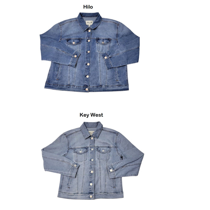 Seven7 Women's Denim Relaxed Fit Midweight Trucker Jacket