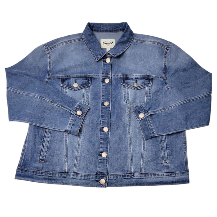 Seven7 Women's Denim Relaxed Fit Midweight Trucker Jacket