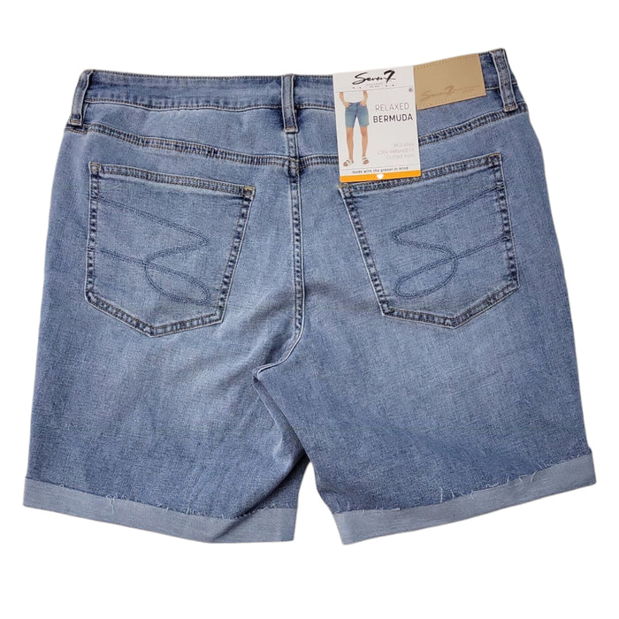 Seven7 Women's Bermuda Mid Rise Stretch Denim Short