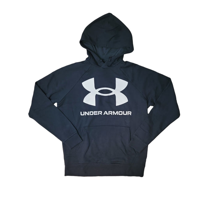 Under Armour Men's Rival Fleece Cold Gear Big Logo UA Pullover Hoodie, 1357093 (Black, S)