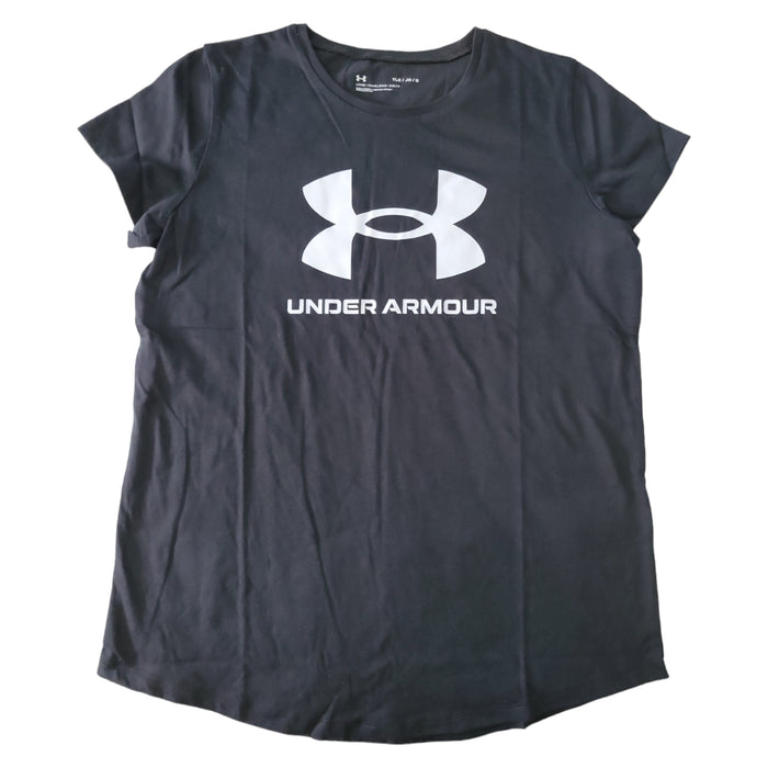 Under Armour Girls Ribbed Collar Super Soft Quick Dry Graphic Short-Sleeve Tee