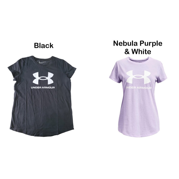 Under Armour Girls Ribbed Collar Super Soft Quick Dry Graphic Short-Sleeve Tee